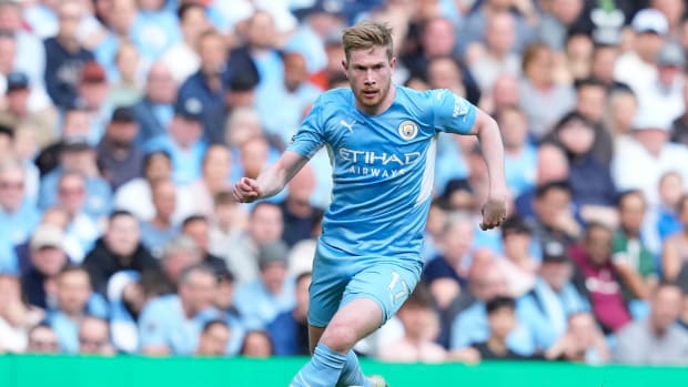 Kevin De Bruyne pictured during Manchester City's 5-0 win over Newcastle in May 2022